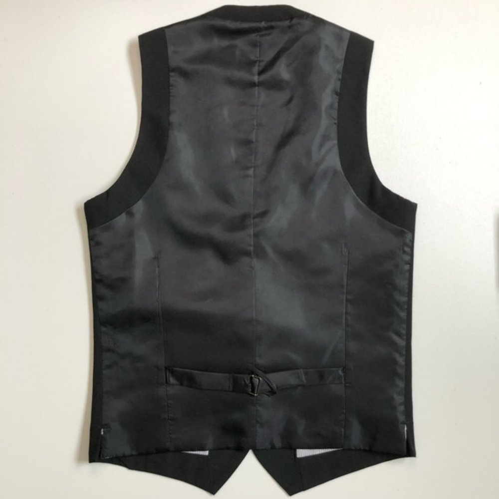 Topman Men's Classic Black Slim Adjustable Skinny Fit Tuxedo Suit Vest 34 - Picture 3 of 5